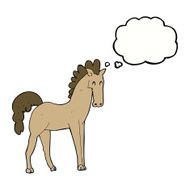 cartoon horse with thought bubble N26