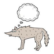 cartoon wolf with thought bubble N15