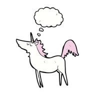 cartoon unicorn with thought bubble N34