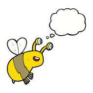 cartoon happy bee with thought bubble N18