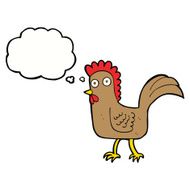 cartoon chicken with thought bubble N16