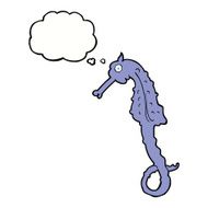 cartoon sea horse with thought bubble N17