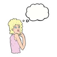 cartoon surprised woman with thought bubble N197