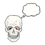 cartoon spooky skull with thought bubble N122