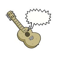 cartoon guitar with thought bubble