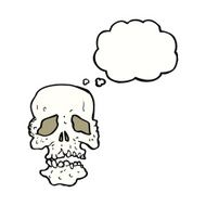 cartoon skull with thought bubble N26