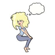 cartoon woman with big hair thought bubble N9