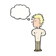 cartoon man ignoring with thought bubble N8