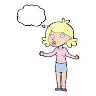 cartoon confused woman with thought bubble N67