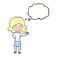 cartoon friendly woman with thought bubble N53