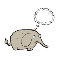 cartoon sad little elephant with thought bubble N9