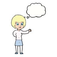 cartoon welcoming woman with thought bubble N9