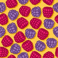 Raspberries and blackberries seamless pattern