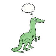 cartoon dinosaur with thought bubble N32