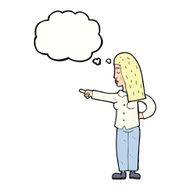 cartoon woman pointing with thought bubble N170