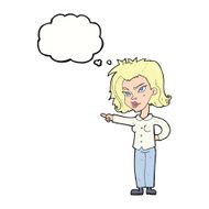 cartoon woman pointing with thought bubble N171