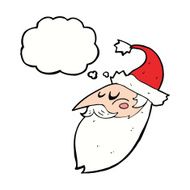 cartoon santa face with thought bubble N9