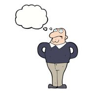 cartoon worried man with thought bubble N78