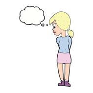 cartoon pretty girl with thought bubble N80