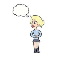cartoon girl talking with thought bubble N9