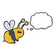 cartoon frightened bee with thought bubble N8