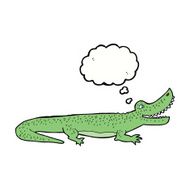 cartoon happy crocodile with thought bubble N7