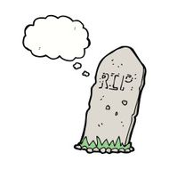 cartoon spooky grave with thought bubble N11