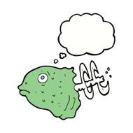 cartoon fish head with thought bubble N5