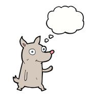 cartoon little dog waving with thought bubble N8