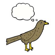 cartoon bird with thought bubble N229