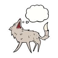 cartoon snapping wolf with thought bubble N4
