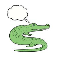 cartoon crocodile with thought bubble N34