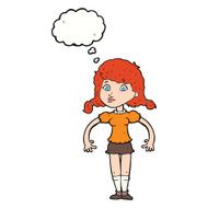 cartoon pretty girl with thought bubble N81