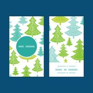 Vector holiday christmas trees vertical round frame pattern business cards N2