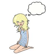 cartoon pretty girl with thought bubble N82