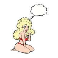 cartoon pin up girl with thought bubble N9