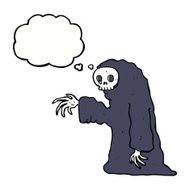 cartoon spooky halloween costume with thought bubble N14