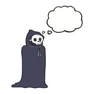 cartoon spooky halloween costume with thought bubble N15