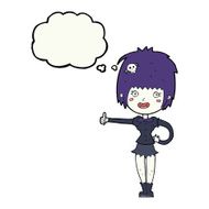 cartoon vampire girl giving thumbs up sign with thought bubble N18