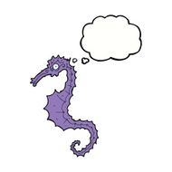 cartoon sea horse with thought bubble N18