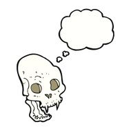 cartoon spooky vampire skull with thought bubble N9