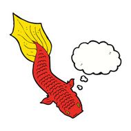 cartoon fish with thought bubble N68
