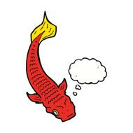 cartoon fish with thought bubble N69