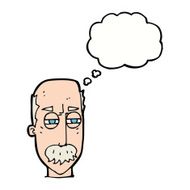 cartoon annoyed old man with thought bubble N55