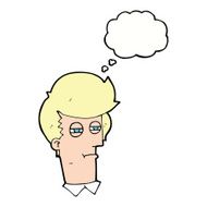 cartoon man with narrowed eyes thought bubble N9