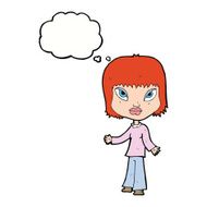cartoon woman with open arms thought bubble N81