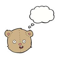 cartoon teddy bear head with thought bubble