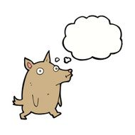 cartoon funny little dog with thought bubble N15