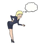 cartoon businesswoman explaining with thought bubble N7
