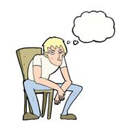 cartoon dejected man with thought bubble N8